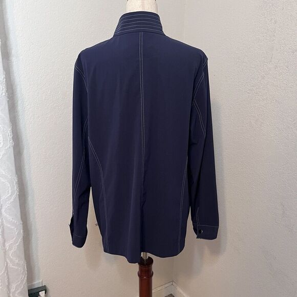 Chico’s Zenergy Full Zip Jacket Size 3 (XL) Blue Lightweight Windbreaker Stretch - Picture 6 of 11